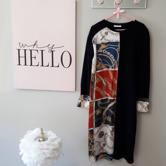 EUC Zara black & contrast chain print accent dress, L - Picture 7 of 10